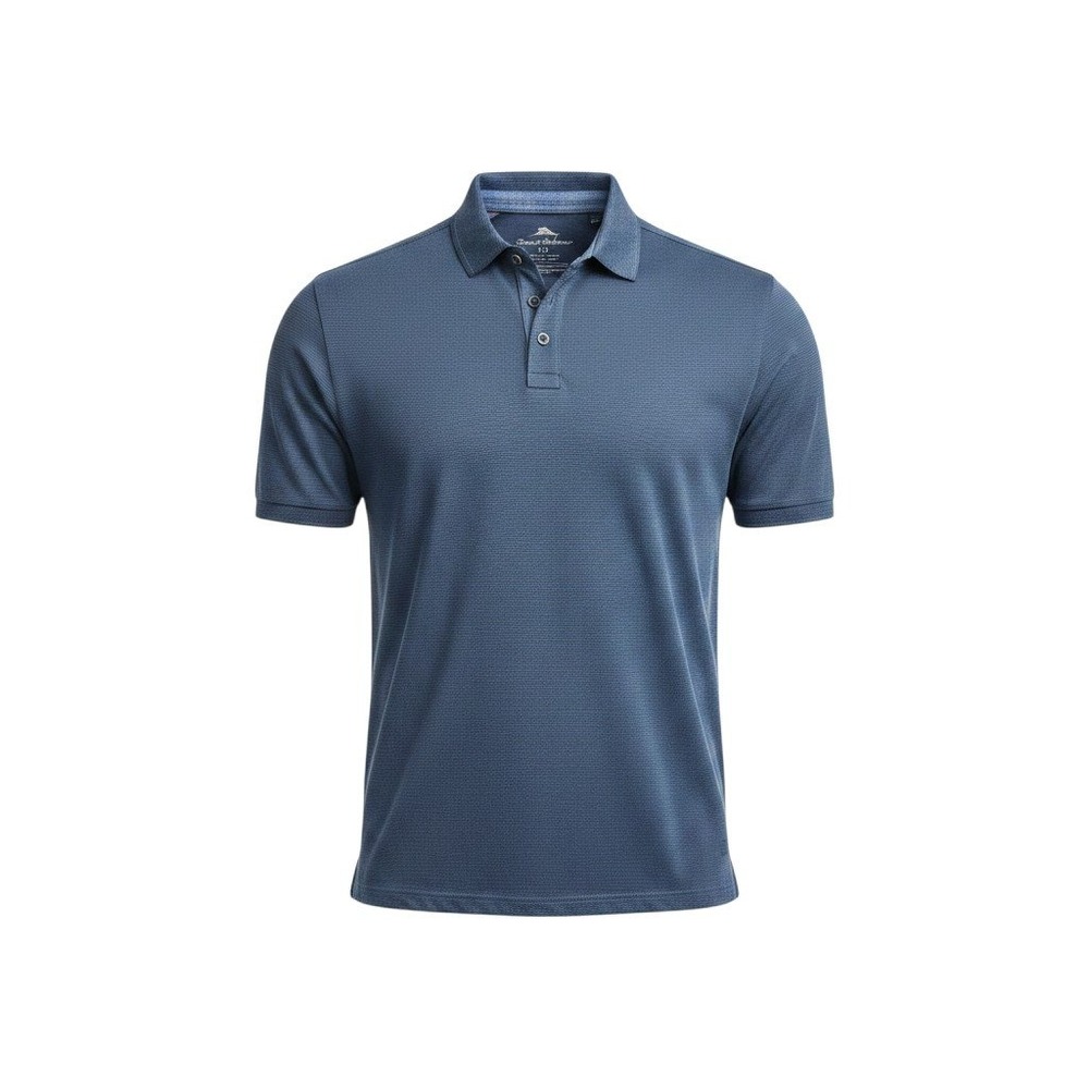 Tommy Bahama Polo Large Blue Textured Tencel Modal Short Sleeve Resort Golf